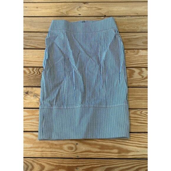 Bebe Stripe Pencil Skirt Size 2 Women’s Blue White - Picture 1 of 7